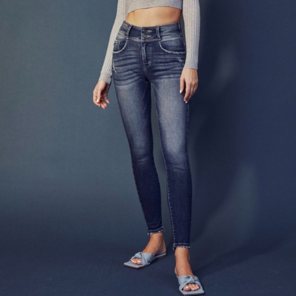 High Rise Double Button Waistband Skinny 28